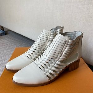 White leather booties